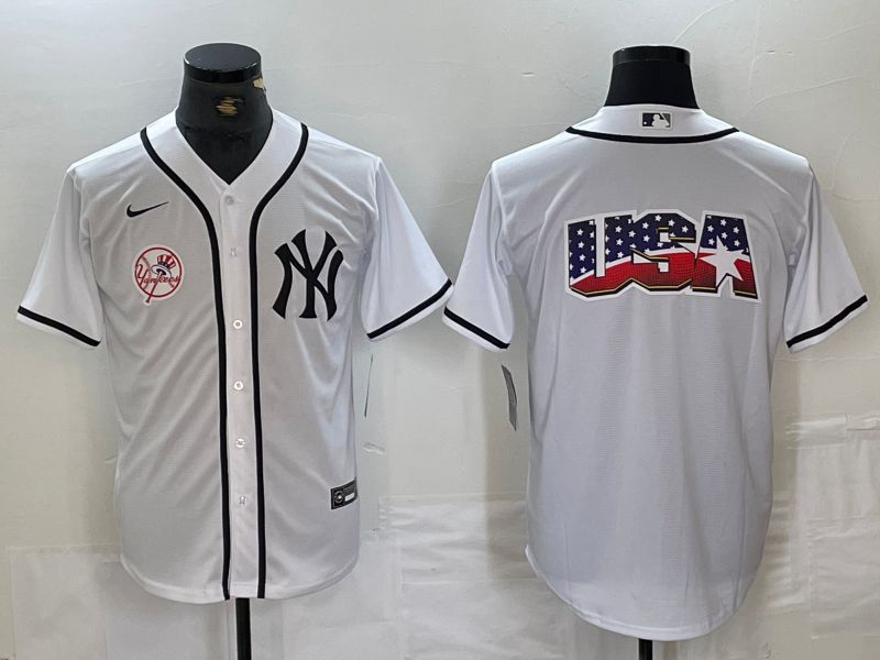 Men New York Yankees Blank White Third generation joint name Nike 2024 MLB Jersey style 21